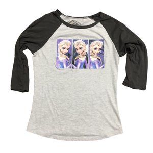 Disney Frozen Elsa Graphic Baseball T-Shirt Large